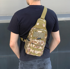 Нагрудная сумка рюкзак тактическая военная Darvoz Coyote 38х19.5х11 см Пиксель - изображение 4