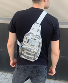 Нагрудная сумка рюкзак тактическая военная Darvoz 38х19.5х11 см Пиксель Серая - изображение 4