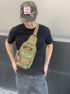 Нагрудна сумка рюкзак тактична військова Darvoz 38х19.5х11 см Піксель Зелена - зображення 3