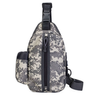 Чоловіча сумка рюкзак METR+ армійська барсетка на одній лямці USB вихід 30х15х10 см Камуфляж - зображення 3