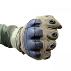 Тактичні рукавички штурмові повнопалі військові колір олива з ударними накладками розмір XL - изображение 2