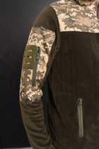 Кофта флісова чоловіча військова тактична з липучками під шеврони ЗСУ Піксель 8026 50 розмір хакі - зображення 5