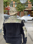 Кофта флисовая мужская военная тактическая с липучками под шевроны ВСУ (ЗСУ) Мультикам 8047 56 размер черная - изображение 9