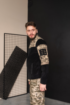 Кофта флисовая мужская военная тактическая с липучками под шевроны ВСУ (ЗСУ) Пиксель 8031 48 размер черная - изображение 6