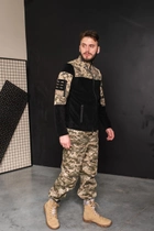 Кофта флисовая мужская военная тактическая с липучками под шевроны ВСУ (ЗСУ) Пиксель 8031 48 размер черная - изображение 7