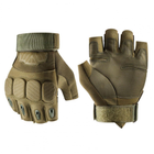 Тактичні безпалі рукавиці, короткопалі рукавиці XL Хакі - зображення 1