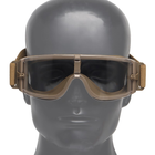 Тактические очки панорамные, вентилируемые, 3 линзы, Tan (для Airsoft, Страйкбол) - изображение 3