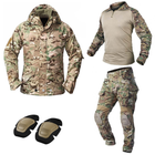 Тактичний військовий костюм Ріп-Стоп HAN WILD G3 Multicam Куртка флісова Rip-Stop, Убакс та Штани із захистом колін L Мультикам HWMRF0026800-1 - зображення 1