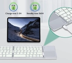 Сложная портативная аккумуляторная Bluetooth-клавиатура Mcbazel с сенсорной панелью для мобильных устройств. Цвет - Бело-серебристый ( ENG - UA ) - изображение 5