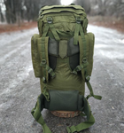Тактический армейский рюкзак Camo Oliva на 70л мужской с дождевиком Олива - изображение 3