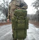 Тактический армейский рюкзак Camo Oliva на 70л мужской с дождевиком Олива - изображение 4