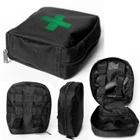 Тактическая аптечка подвесная военная из ткани Черная с зеленой нашивкой - изображение 1
