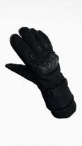 Тактичні зимові рукавиці на хутрі чорні, розмір L - зображення 1