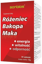 Екстракт родіоли, бакопи і маки Sanbios Różeniec Bakopa Maka 30 таблеток (SB840) - зображення 1