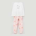 Піжама дитяча (футболка з довгими рукавами + штани) OVS 1629989 116 см Off-White/Pink (8052147517868) - зображення 1