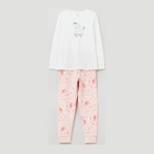 Піжама дитяча (футболка з довгими рукавами + штани) OVS 1629989 122 см Off-White/Pink (8052147517875) - зображення 1
