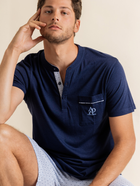 Піжама (футболка + шорти) чоловіча бавовняна Admas Classic 60252 L Блакитна (8433623655951) - зображення 4