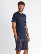 Піжама (футболка + шорти) чоловіча бавовняна Admas Lois 60956 L Темно-синя (8433623649301) - зображення 3
