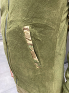 Армейская Кофта флисовая Kafkas, теплая, размер XL, Олива, вставки Мультикам на рукава, плечи, карманы - изображение 4