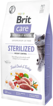 Сухой корм для кошек Brit Care Cat GF Sterilized Weight Control для стерилизованных и с избыточным весом с уткой и индейкой
