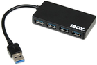 Hub USB iBox Slim 4 x USB 3.0 5000 Mbit/s Czarny (IUH3F56) - obraz 1