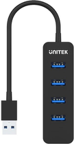 USB Hub Unitek uHUB Q4 4 Ports Powered USB 3.0 Hub with USB-C Power Port (H1117A) - obraz 3