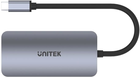 USB Hub Unitek uHUB P5 Trio 5-in-1 USB-C Hub with MST Triple Monitor and 100W Power Delivery (D1051A) - obraz 3