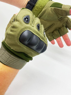 Перчатки тактические беспалые короткие велоперчатки мотоперчатки р. М олива - изображение 3