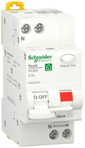 Диференційний вимикач 1P+N 16A 30мA 6кA "C" тип АС [R9D25616] RESI9 Schneider Electric