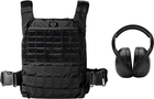 Набор плитоноска-тактический военный жилет с системой MOLLE 5.11 Tactical ABR Plate Carrier 56703 Black + Тактические наушники шумоподавляющие пассивные MSA Left/Right MED 10099847 (56703019_16900007) - изображение 1