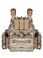 Плитоноска Военный жилет Yakeda с подсумками под девять рожков и системой MOLLE Мультикам - изображение 5