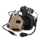 Активні навушники для стрільби з мікрофоном на шолом Opsmen Earmor M32H Койот Brown (150280) - зображення 3