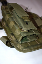 Кобура для пістолета універсальна з підсумком для магазину, з платформою на стегно, система Molle, Олива (комплект) - зображення 9