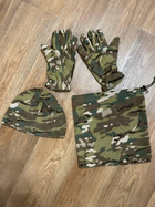 Комплект 3в1: Шапка, баф, рукавички на флісі армійські Мультикам - зображення 6