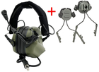 Наушники тактические активные с микрофоном Earmor M32 MOD3 Foliage Green (M32-MOD3-FG) с креплениями - изображение 1
