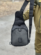Однолямочный городской рюкзак барсетка сумка слинг Tactic с системой molle на 7 л Black (095-black) - изображение 7
