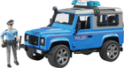 Zabawka Bruder Land Rover Defender Police z figurką policji M1:16 niebieska (02597)