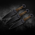 Ножі метальні чорні+камуфляж із чохлом набір (3 в 1) - зображення 3