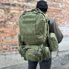Тактический военный рюкзак с подсумками Military военный рюкзак водоотталкивающий 50 л 52 х 32 х 22 см Олива - изображение 4