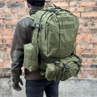Тактический военный рюкзак с подсумками Military военный рюкзак водоотталкивающий 50 л 52 х 32 х 22 см Олива - изображение 5