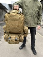 Тактический военный рюкзак с подсумками Military военный рюкзак водоотталкивающий 50 л 52 х 32 х 22 см Койот - изображение 6