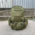 Тактический военный рюкзак с подсумками Military военный рюкзак водоотталкивающий 50 л 52 х 32 х 22 см Олива - изображение 9