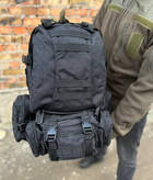 Тактический военный рюкзак с подсумками Military военный рюкзак водоотталкивающий 50 л 52 х 32 х 22 см Черный - изображение 6