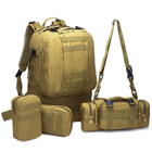Тактичний військовий рюкзак з підсумками Military військовий рюкзак водовідштовхувальний 50 л 52 х 32 х 22 см Койот - зображення 13