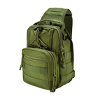 Качественная тактическая сумка, укрепленная мужская сумка рюкзак тактическая слинг. Цвет: хаки - изображение 4