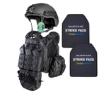 Набор индивидуальной защиты: шлем каска FAST NIJ IIIА Черная M-L + плитоноска Warmor Gen.3 c полным набором подсумков + комплект облегченных керамических плит 6 кл. ДСТУ