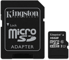 Kingston microSDHC 16GB Canvas Select Class 10 UHS-I U1 + SD-адаптер (SDCS/16GB)