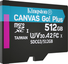 Kingston MicroSDXC 512 GB Płótno Go! Plus Class 10 UHS-I U3 V30 A2 + adapter SD (SDCG3/512GB) - obraz 3