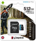 Kingston MicroSDXC 512 GB Płótno Go! Plus Class 10 UHS-I U3 V30 A2 + adapter SD (SDCG3/512GB) - obraz 7