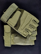 Перчатки беспалые тактические Battle Wolf размер ХЛ (полубхват 11 см) Оливковый - изображение 3